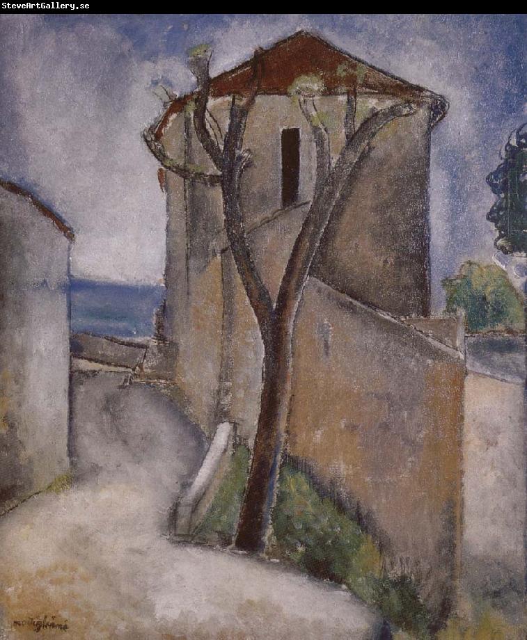 Amedeo Modigliani Tree and Houses